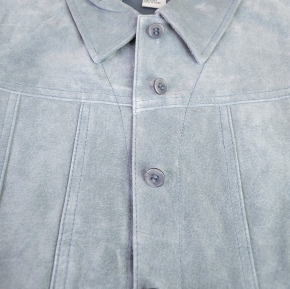 Vintage J Marco Tailored Suede Jacket in Cool Blue Size Large - Picture 9 of 12